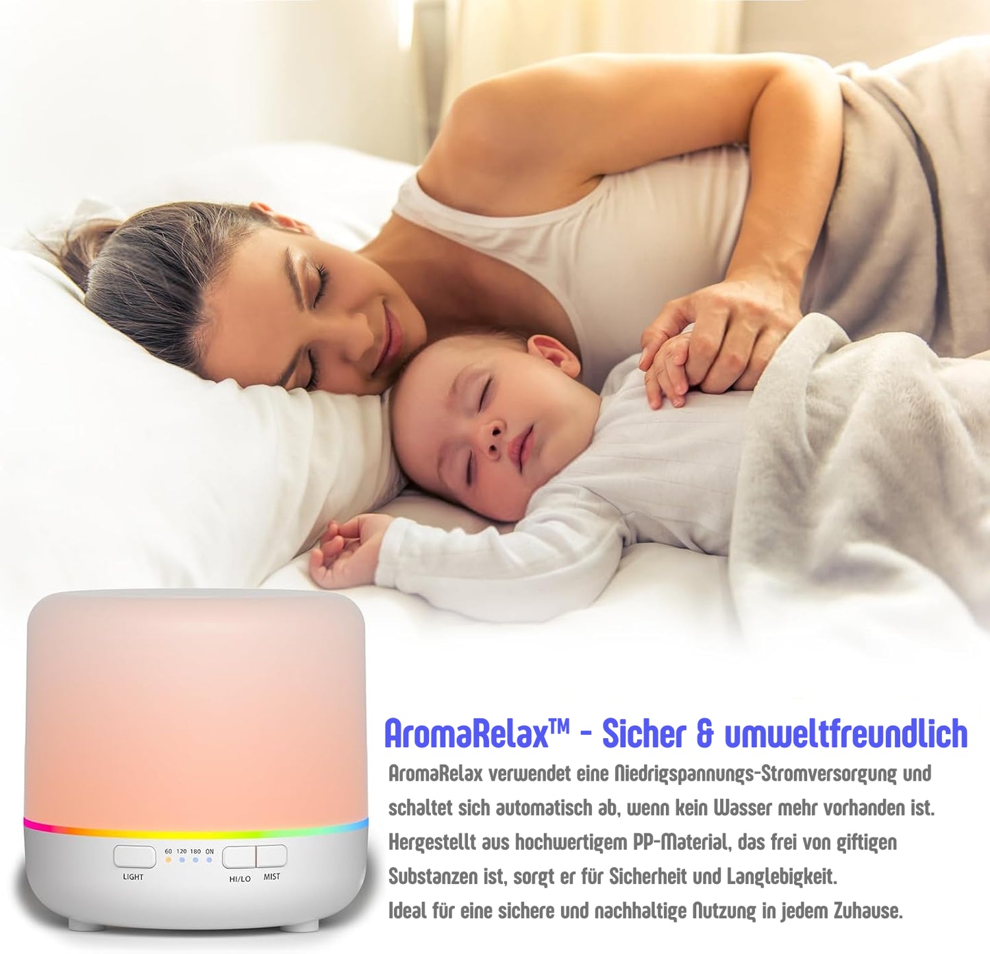 AromaRelax™ | Bunte 200Ml Aromatherapie Duftöldiffusoren mit Einstellbarem Nebel-Modus – Auto Off Aroma Diffusor für Schlafzimmer, Büro und Reisen